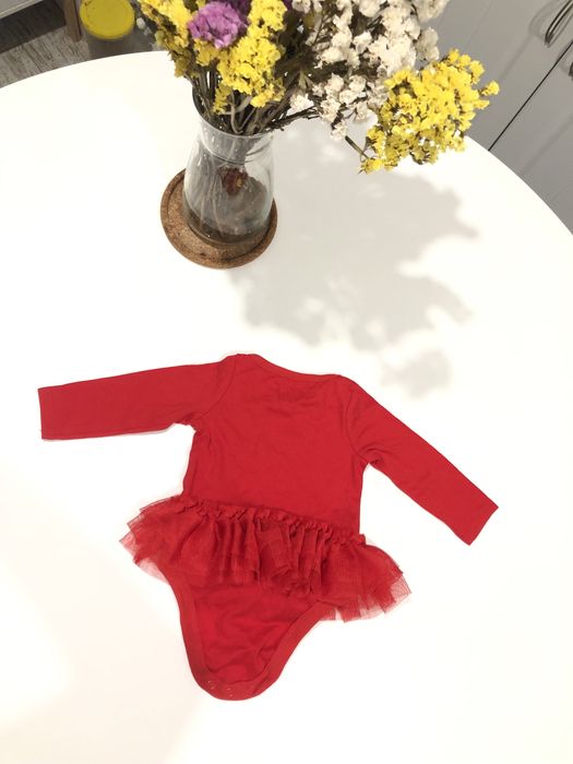 Новорічний бодік зі спідничкою на дівчинку новонадюроджену