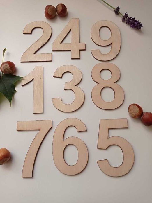 Cyfry z drewna decoupage 10 cm DIY