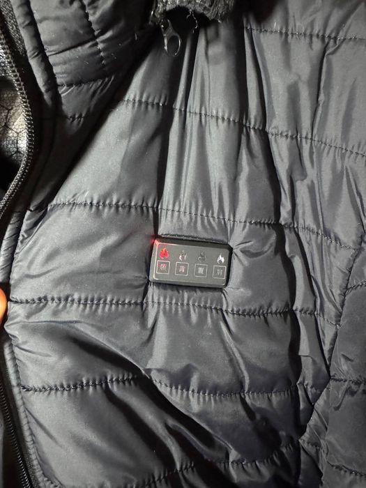 Куртка зимова, чоловіча, чорна, з підігрівом