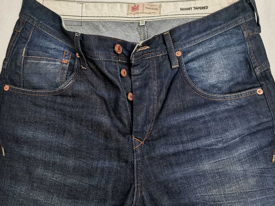 RIVER ISLAND Skinny Tapered - Męskie Spodnie Jeansowe 30/32 j. Nowe