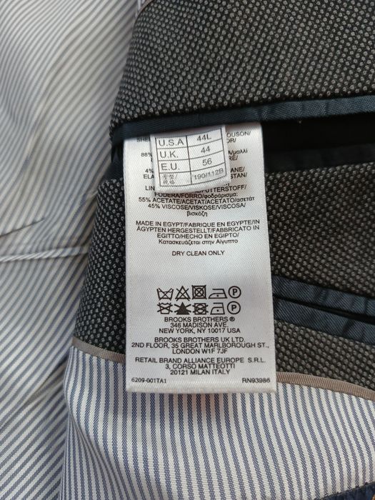 Marynarka, Brooks Brothers, 346, 56L, szara, 88% wełna
