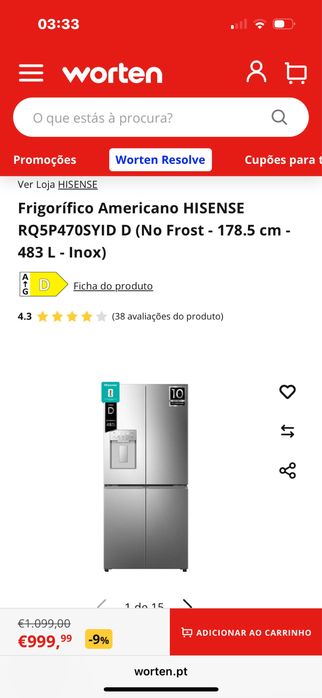 500 € - Combinado novo de 1000 €