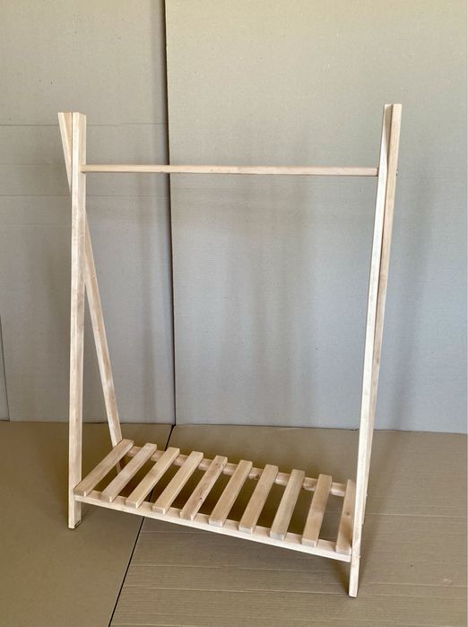 Вішалка вішак підлоговий стійка для одягу рейл деревяна стійка