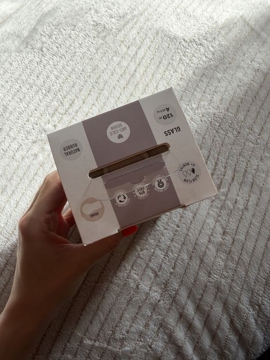 Нова скляна пляшечкадля годування BIBS glass bottle round latex 120 мл