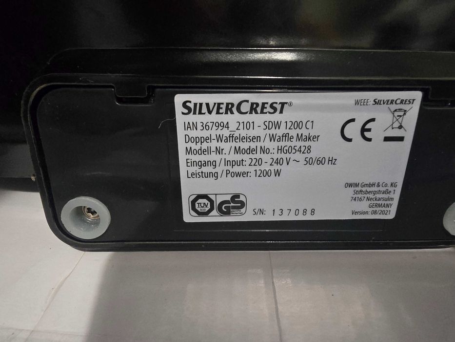 Вафельниця подвійна silver crest sdw 1200 c1
