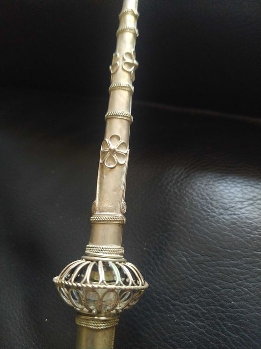 Cachimbo prata, filigrana, com motivos esculpidos