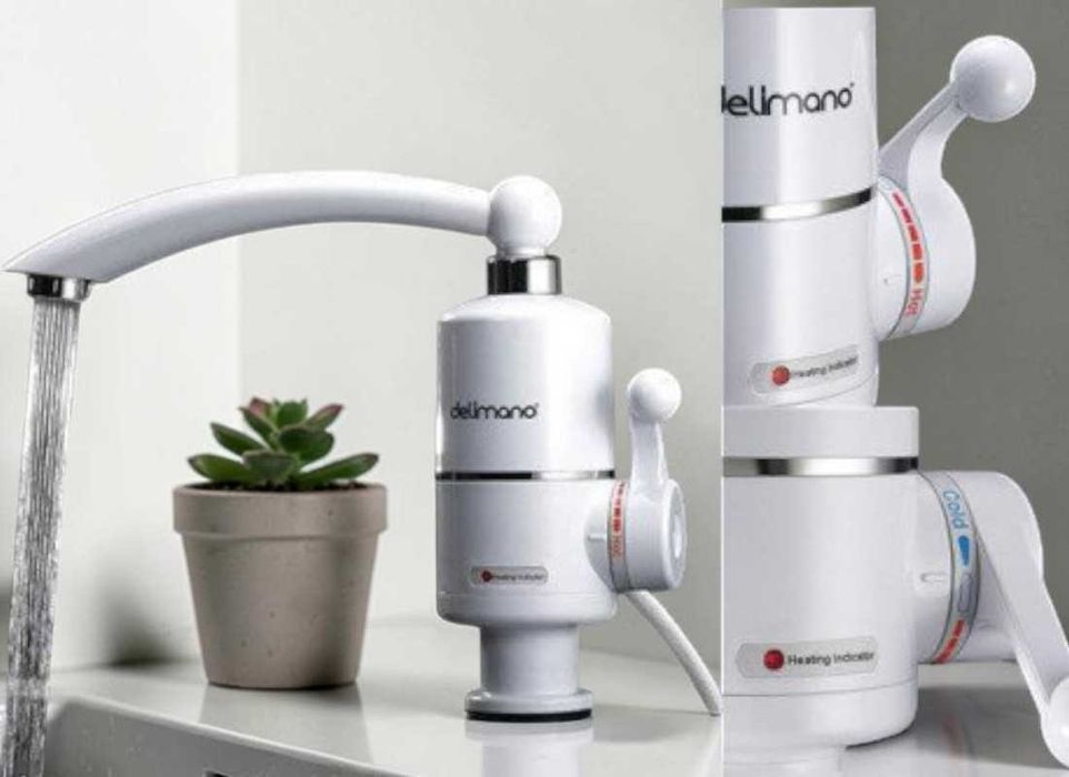 Проточний водонагрівач Delimano R18 3000 Вт на кран для кухні та ванної кімнати над умивальником