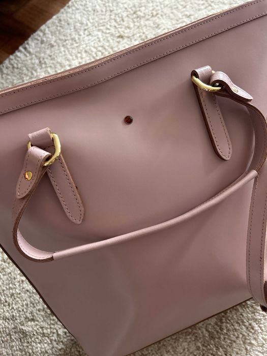 Torebka shopper Batycki skórzana pudrowy róż
