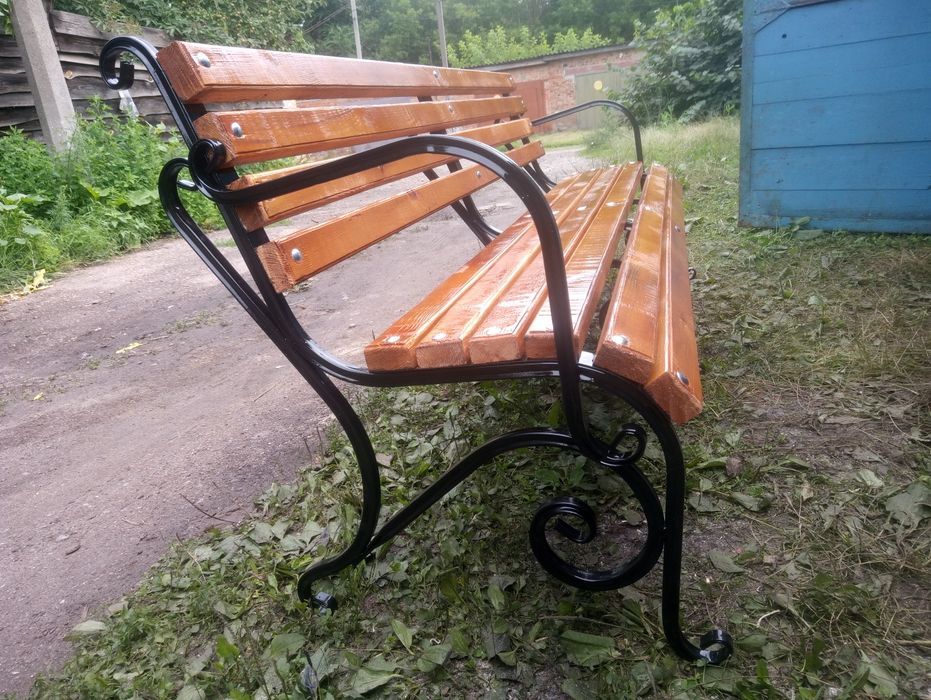 Скамейка дерево ковка