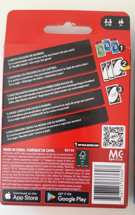 Jogos de cartas UNO e DOS - Artigos Novos.