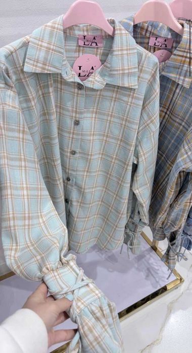 La milla koszula dzwoneczek krata lamilla miętowa