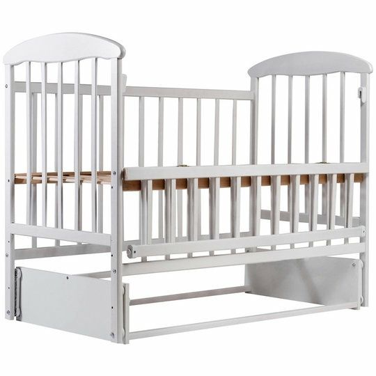 Детская кроватка кровать Наталка белая маятник в наличии