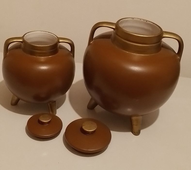 Bonito conjunto de pótes aspecto rústico e moderno como novos