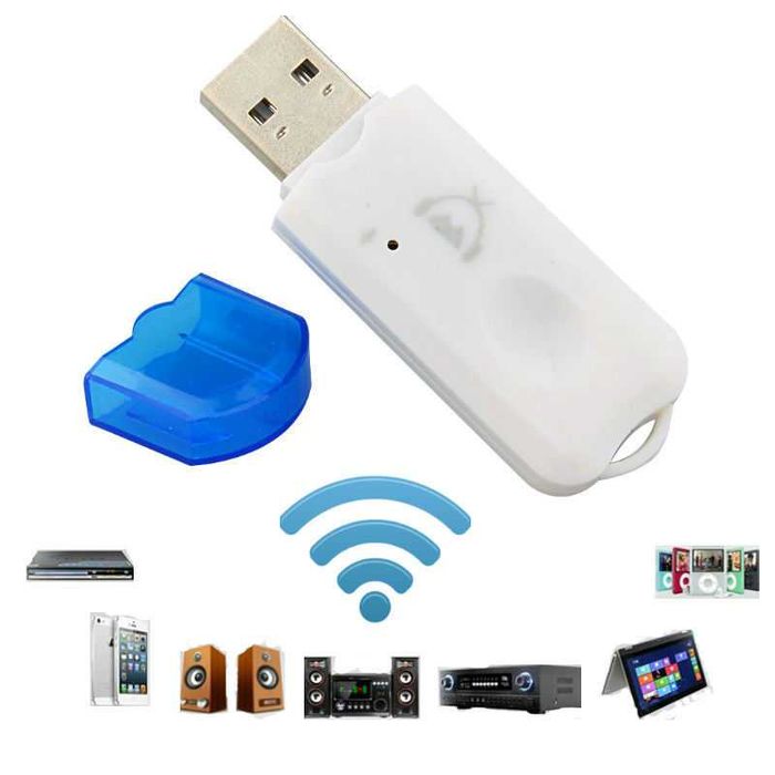 Receptor USB Áudio Stereo Bluetooth + Cabo Jack 3.5mm + Mãos Livres