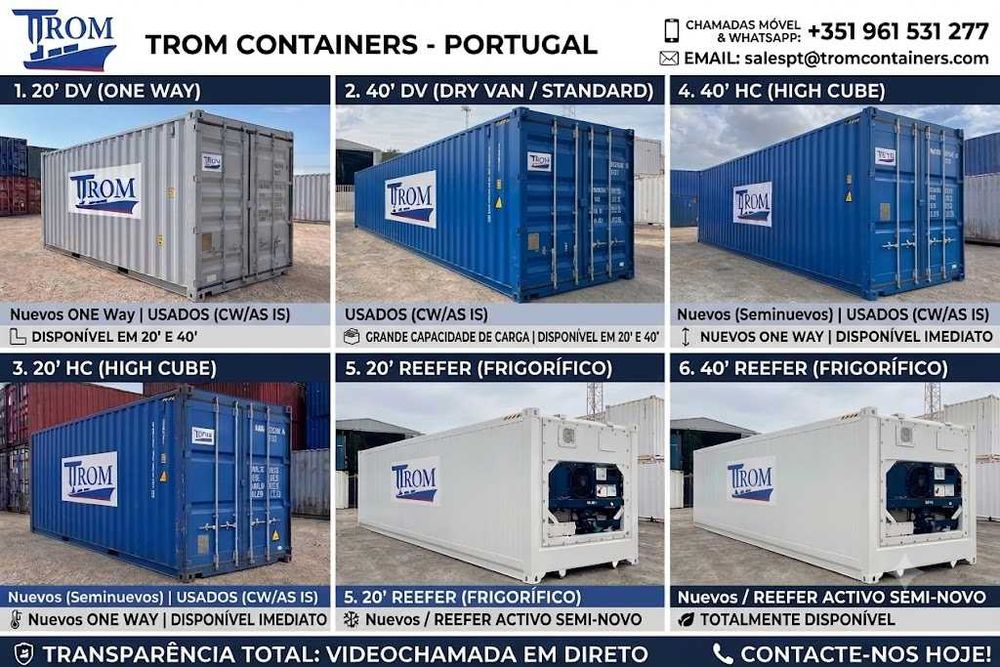 Contentor Marítimo 40' HC - 12m - 30m2 | One Way e Usados - TROM Containers