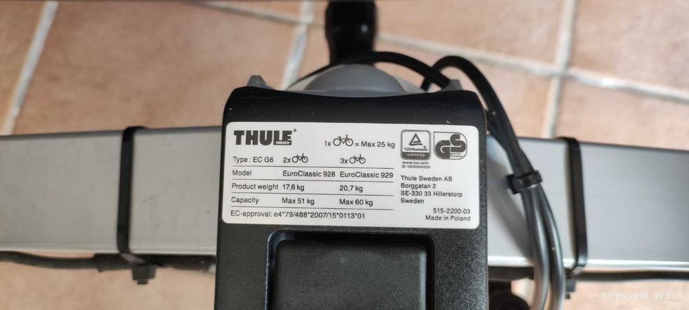 Porta-bicicletas para bola de reboque plataforma Thule EuroClassic G6 929