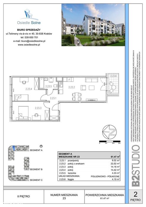 3-pokojowe mieszkanie 61m2 + loggia Bezpośrednio