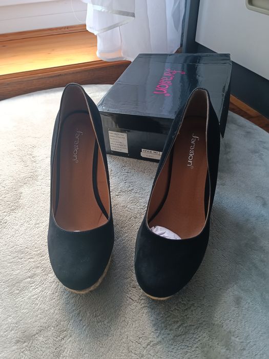 Buty damskie na koturnie rozmiar 40 czarne koturna panterka