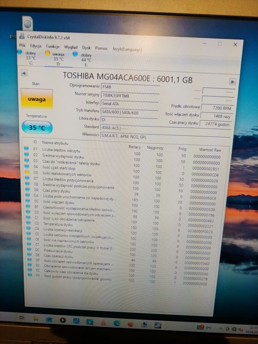 Dysk Toshiba 6TB w obudowie Seagate