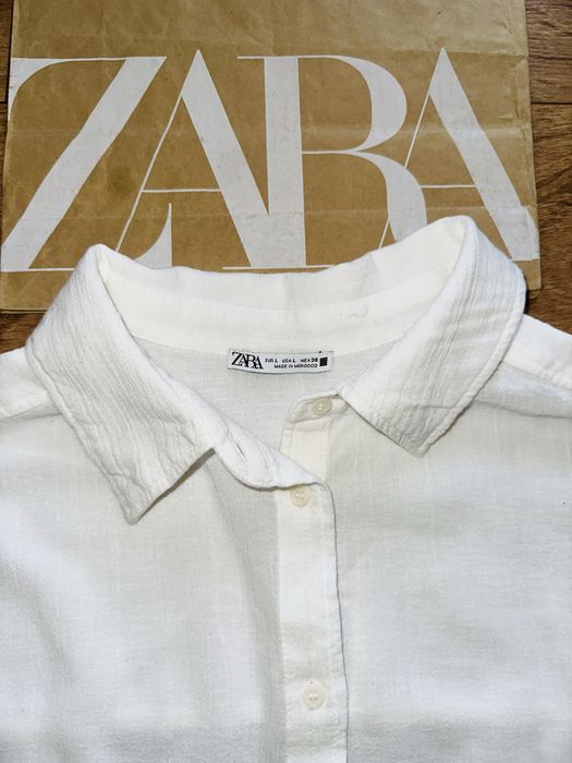 Женская белая,молочная  рубашка zara!Прошва