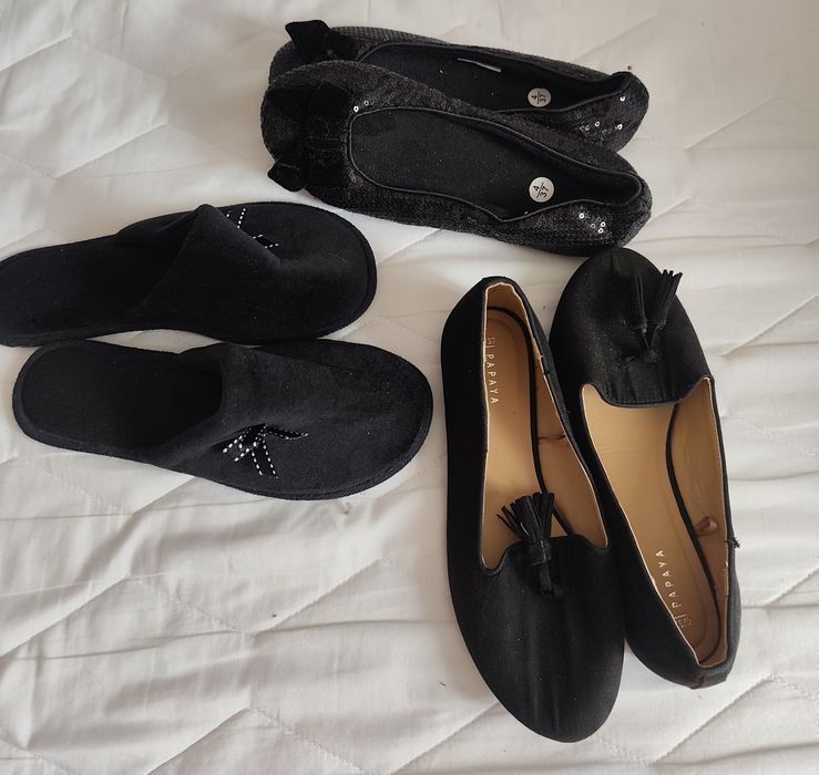 Zestaw butów r.37 , balerinki Papaya ,kapcie ,3 pary