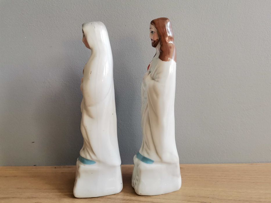 Stare 2  figurki porcelanowe Jezus i Matka Boska