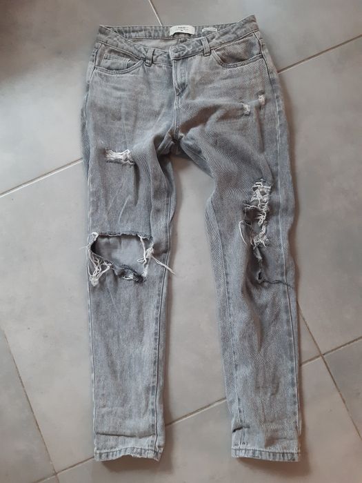 Spodnie szerokie mom fit boyfriend rurki z dziurami