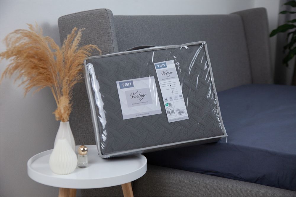 Двухсторонні однотонні велюр-котон покривало Vintage від Фабрики (ТЕП)