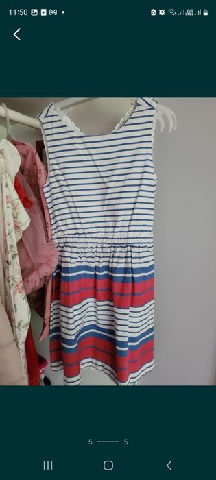 Sukienka lato Zara 116/122 w paski bawełna kokardki 2 szt