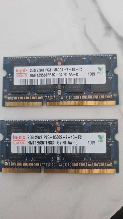 Pamięć ram 2x 2GB PC3 8500S Hynix DDR3