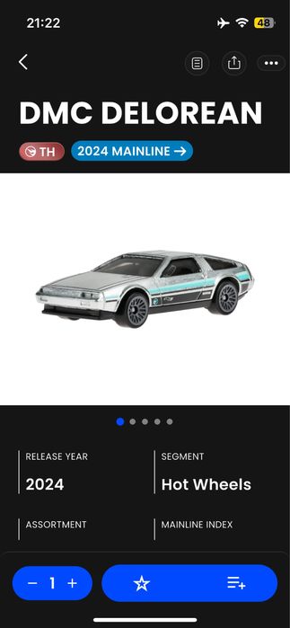 Hor Wheels “TH” DMC Delorean Mattel