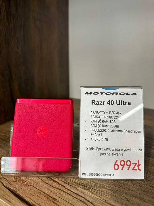 Smartfon Telefon Motorola Razr 40 Ultra 8/256GB różowa składana stan dobry gwarancja