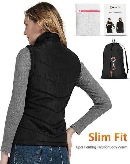 Colete Aquecido Feminino com Bateria 10000mAh | 8 Zonas de Aquecimento | 3 Níveis de Temperatura | Colete Térmico para Outono e Inverno | Uso Outdoor