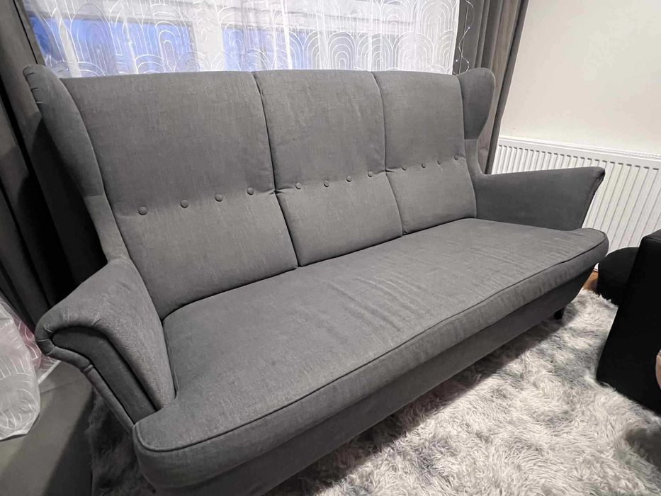 Sofa IKEA STRANDMON – 3-osobowa, szara – wygodna, zadbana