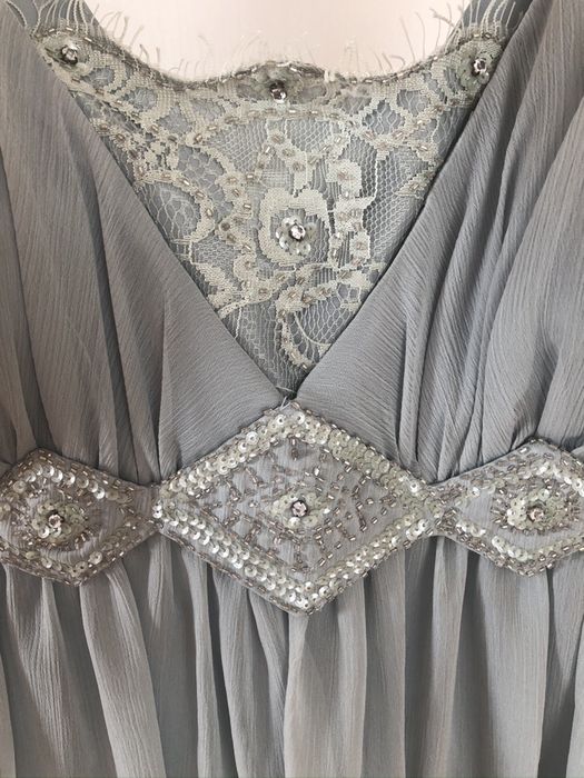 Miętowa sukienka weselna letnia Nicole z kryształkami, r. 42