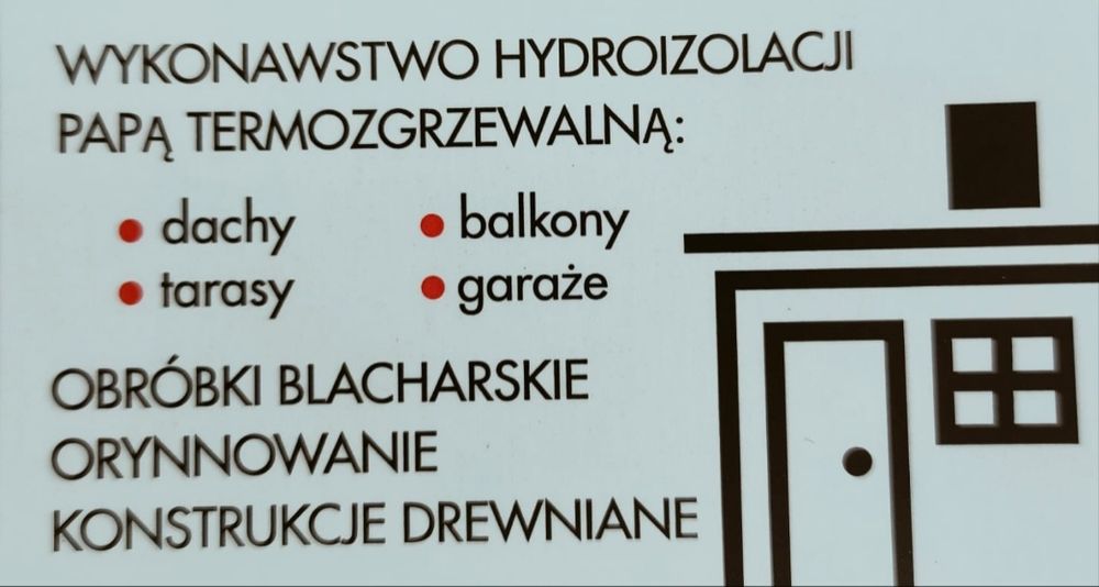 Hydroizolacja papą termozgrzewalną płaskie dachy tarasy garaże balkony