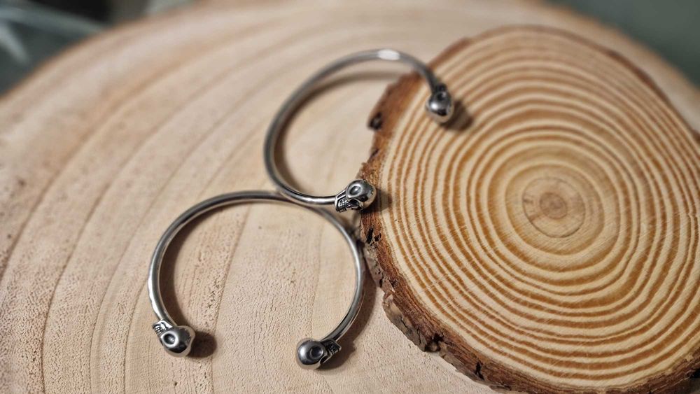 Pulseira masculina bracelet caveiras aço inoxidável 316L motard