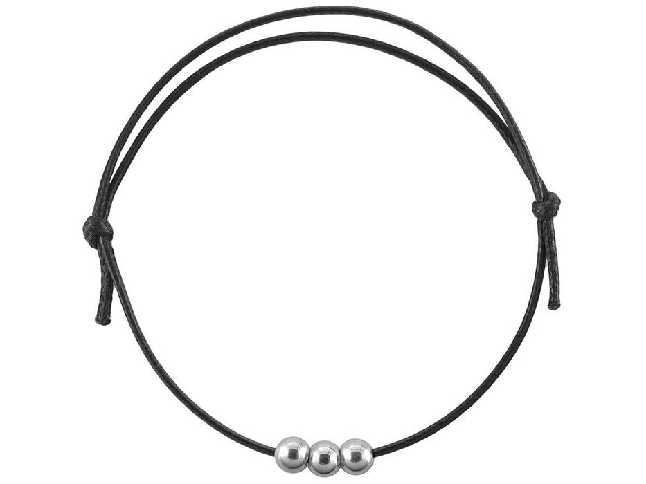 VERSIL bransoleta regulowana sznurek kulki 4 mm SREBRO 0,925