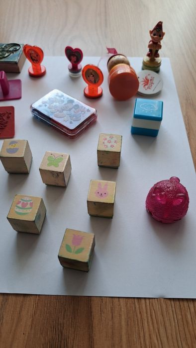 Zestaw stępli, pieczątek dla dzieci - 32 sztuki wraz z tuszami