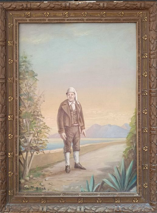 Conjunto de 4 Pinturas Italianas Antigas - Óleo sobre Zinco - G.M. Bova