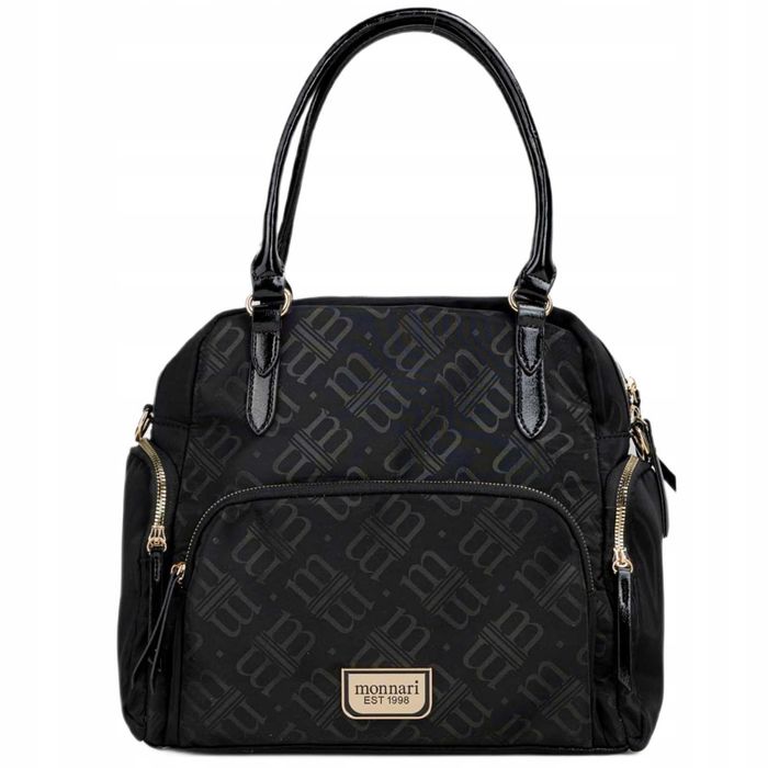 Torebka Damska MONNARI BAG5710 Logowana Materiałowa Torba Na Ramię