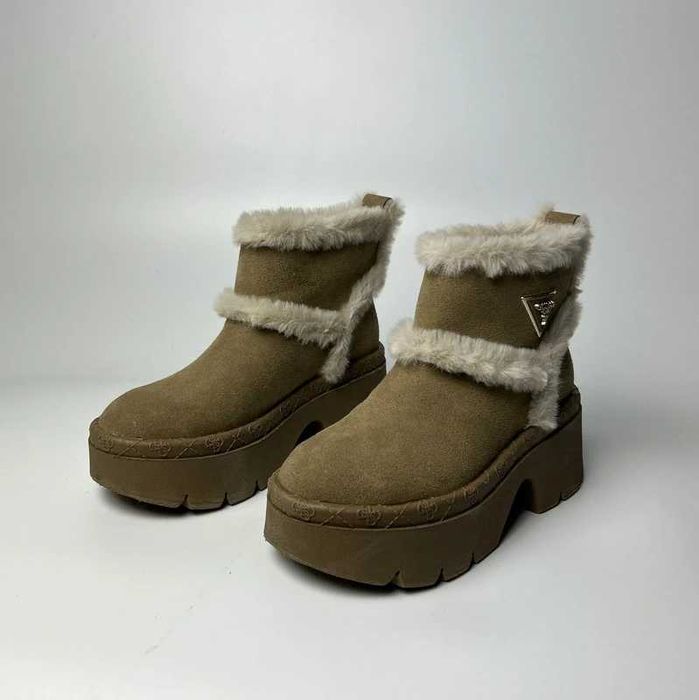 Oryginalne botki GUESS zamszowe futerko platforma 35 nowe