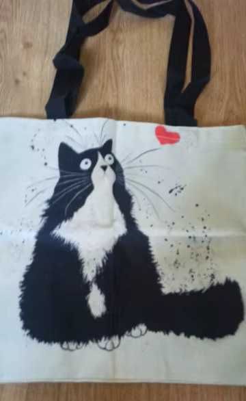 Płócienna torba zakupowa.