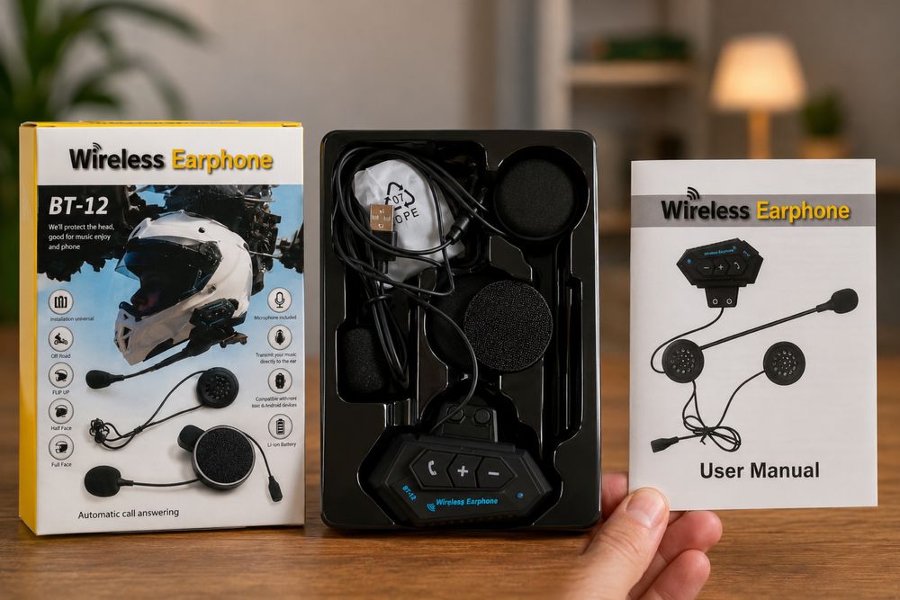 Interkom motocyklowy Bluetooth BT-12 – zestaw słuchawkowy do kasku