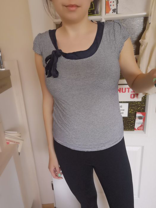 Bluzka w paski z kokardką H&M M