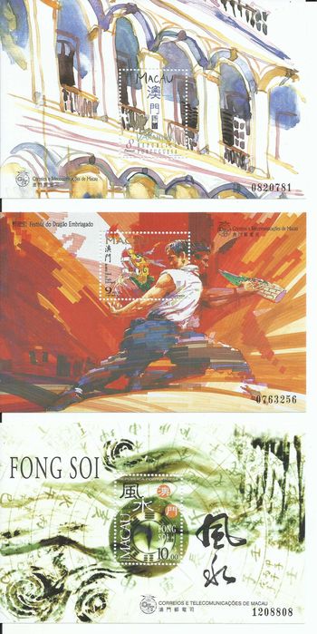 Selos portugueses - Macau – 3 blocos e 1 Envelope de Primeiro Dia de Circulação do 1997