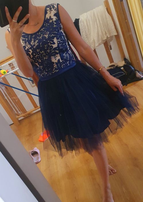 Sukienka na wesele tiulowa rozkloszowana koronkowa S