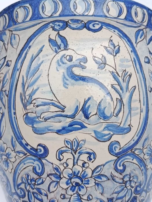 Vaso Cachepot Faiança Portuguesa St’ Anna Séc XVIII 24 cm
