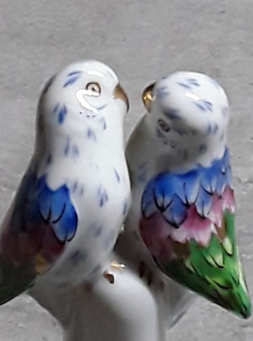 Escultura miniatura de par de periquitos da Vista Alegre - Calypso