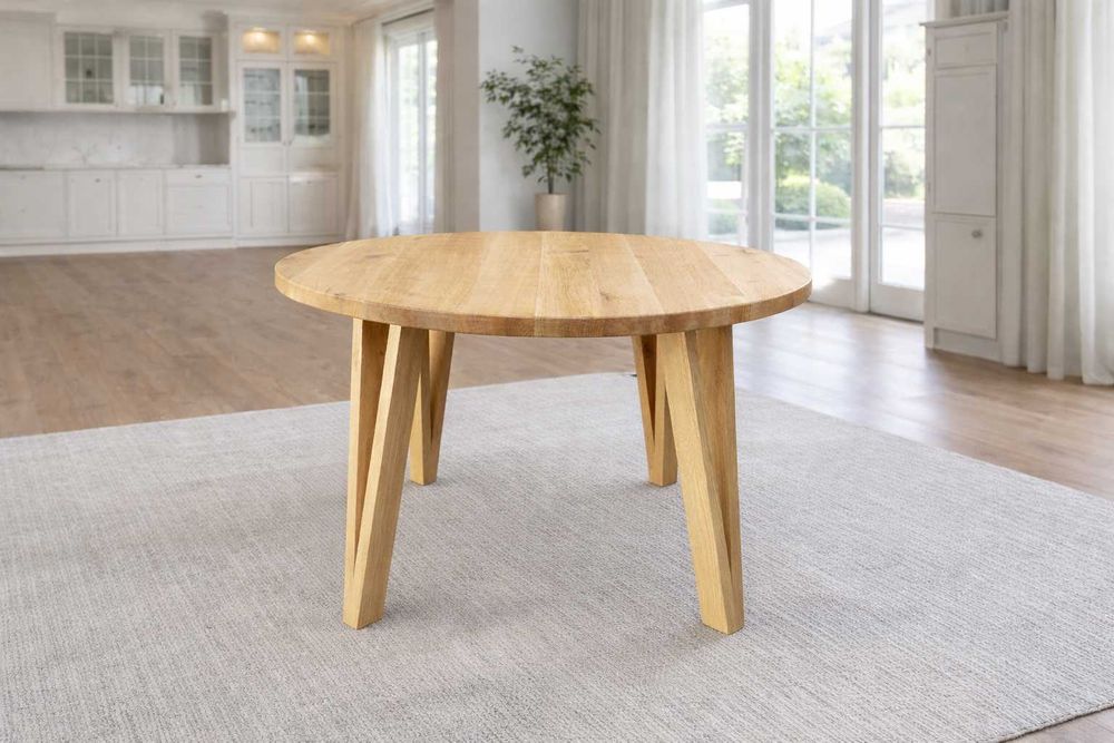 Stół Dębowy Okrągły 100% Lite Drewno Różne Wymiary Rozkładany